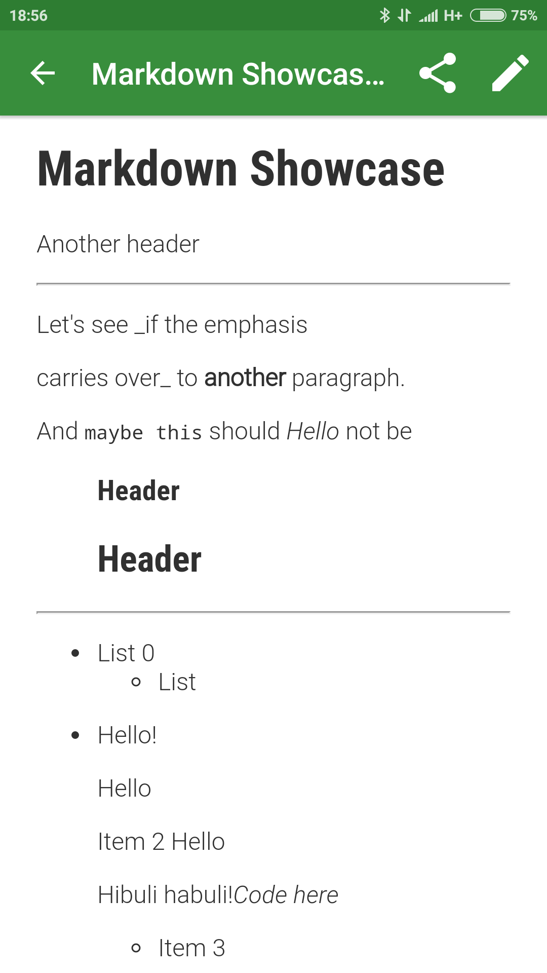 Screenshot of a note open in Writeily Pro's Markdown preview